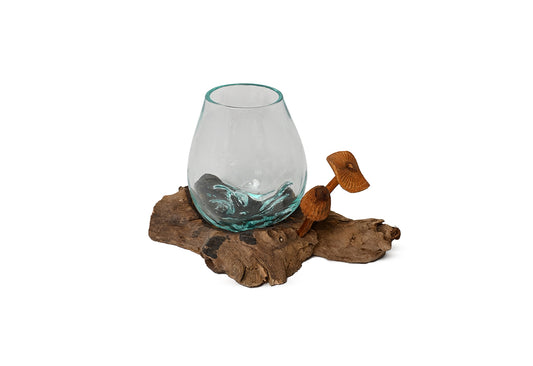 Glass pot On wood S