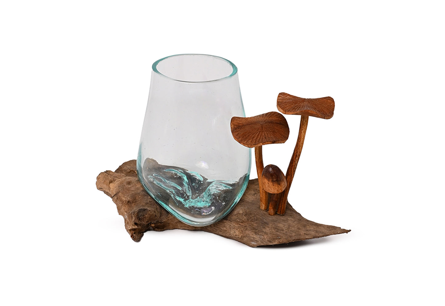 Glass pot On wood S