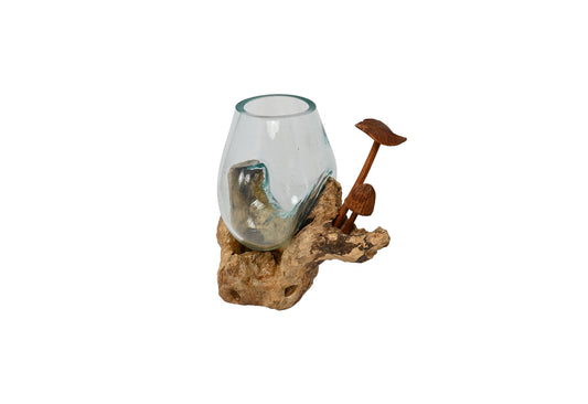 Glass pot On wood M